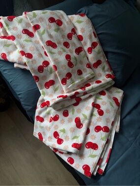 Kids Cherry Print Pajama Set - White and Red
